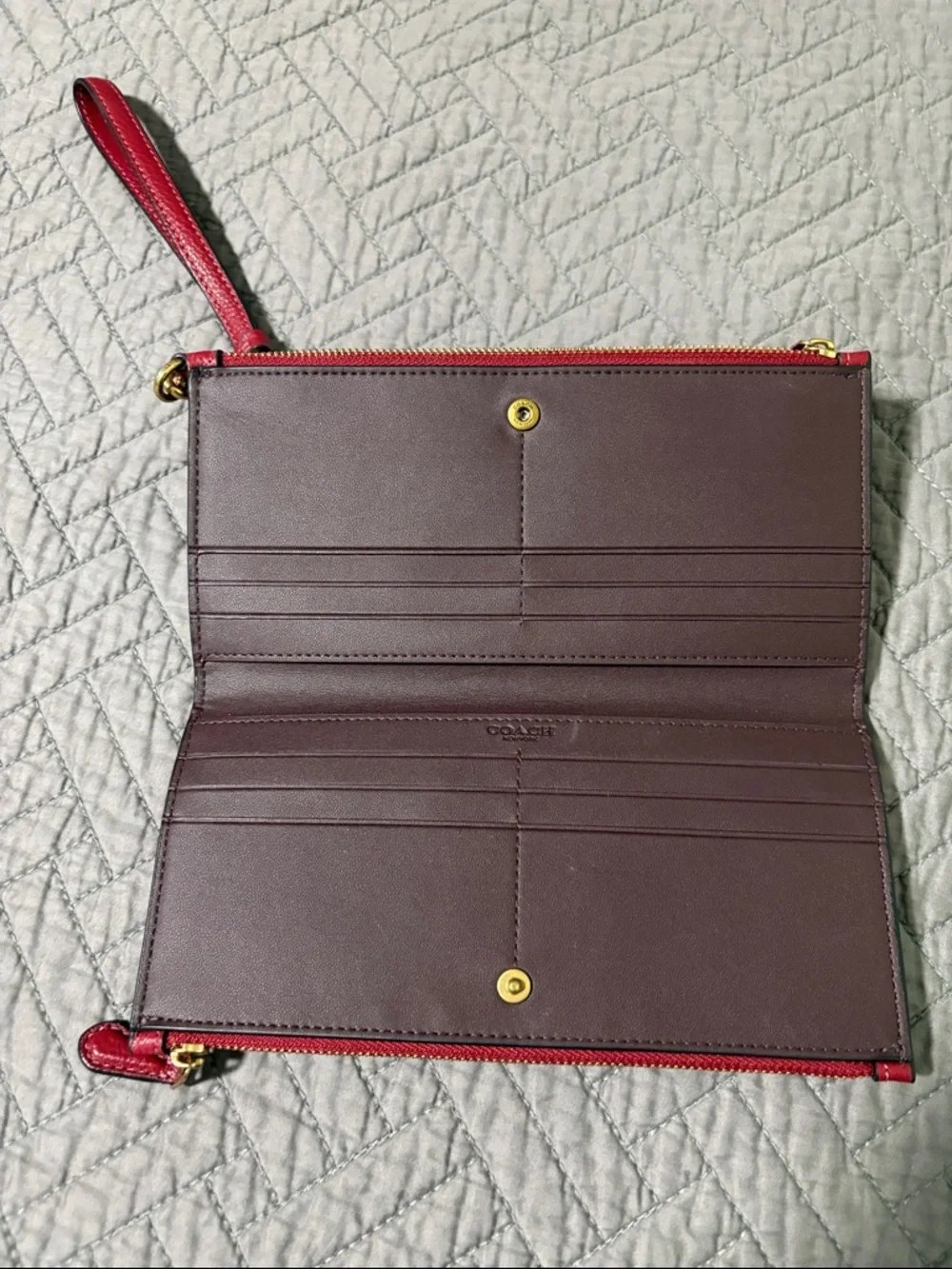 Coach Red Leather Wristlet Wallet - Picture 2 of 5